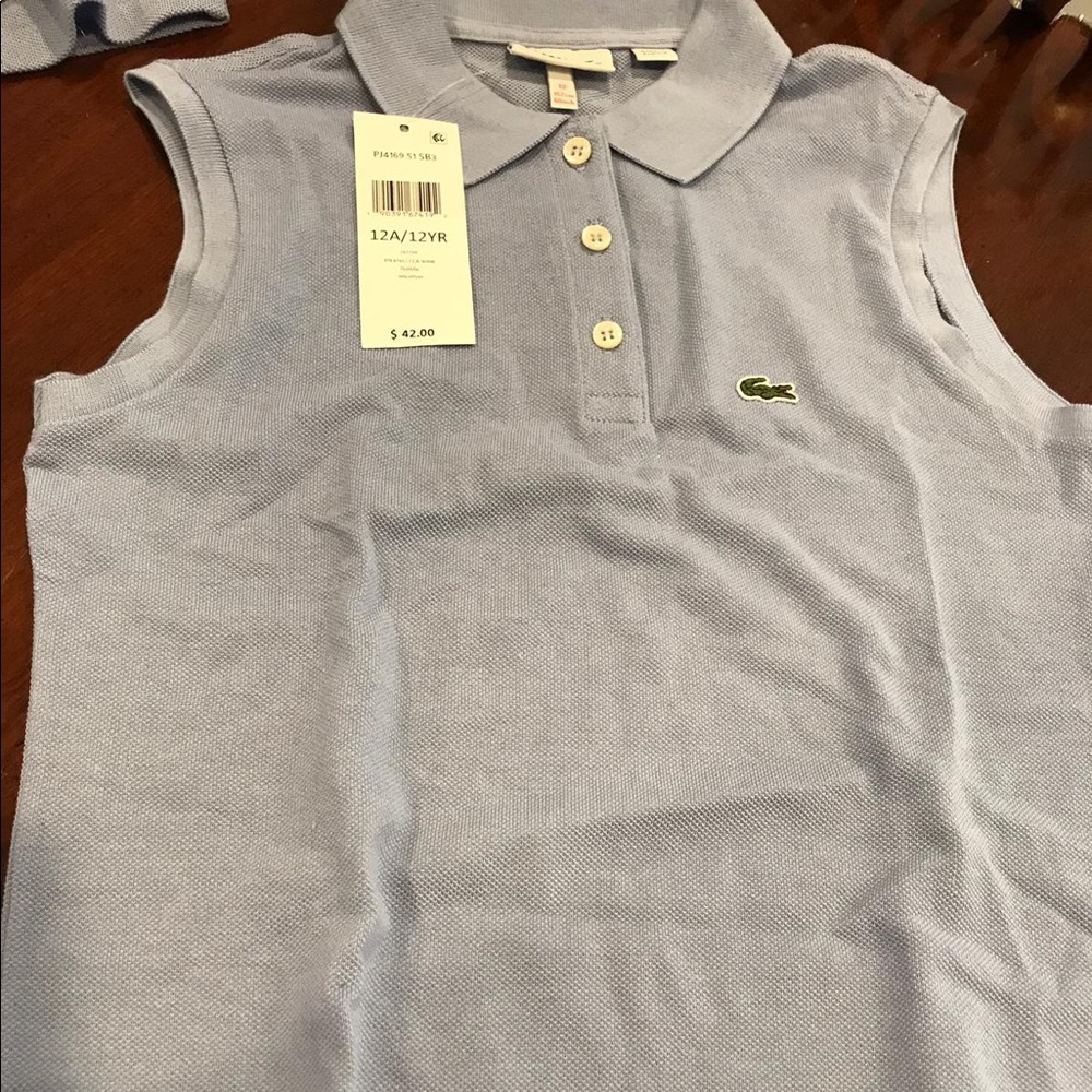 NWT Lacoste Girls Sleeveless Polo Shirt size 12Y